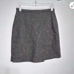 Banana Republic Womens Skirt Size 0 Wool Blend Wrap Black‎ White Speckled E9